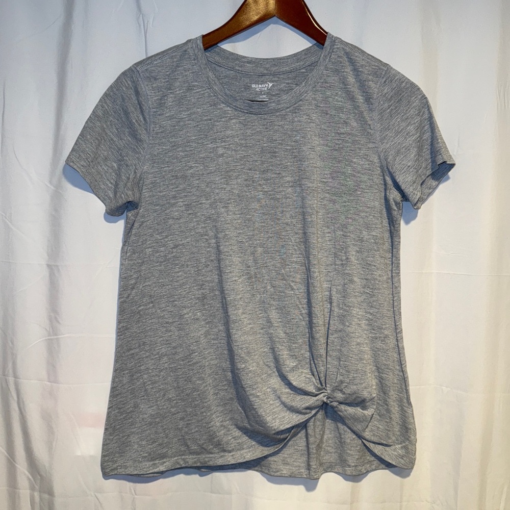 Women’s Old Navy Active Go Dry Knotted Front Gray Shirt Size Small